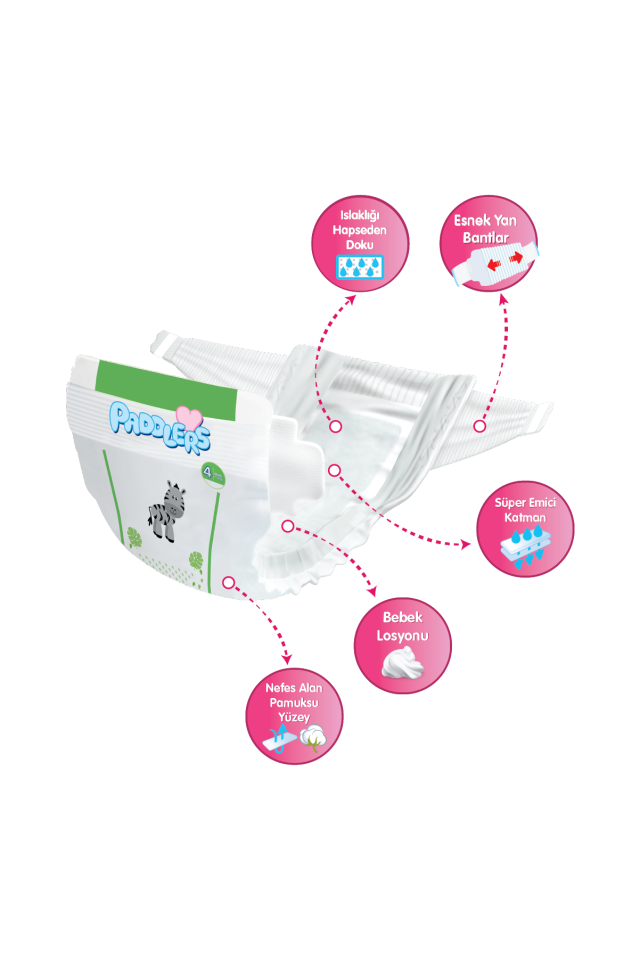 Paddlers Bebek Bezi 4 Numara Maxi 8 Adet (7-14 Kg) Deneme Paketi