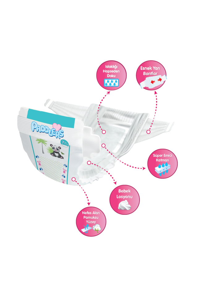 Paddlers Bebek Bezi 7 Numara XX-Large 64 Adet (20-30 Kg) 2'li Jumbo Set