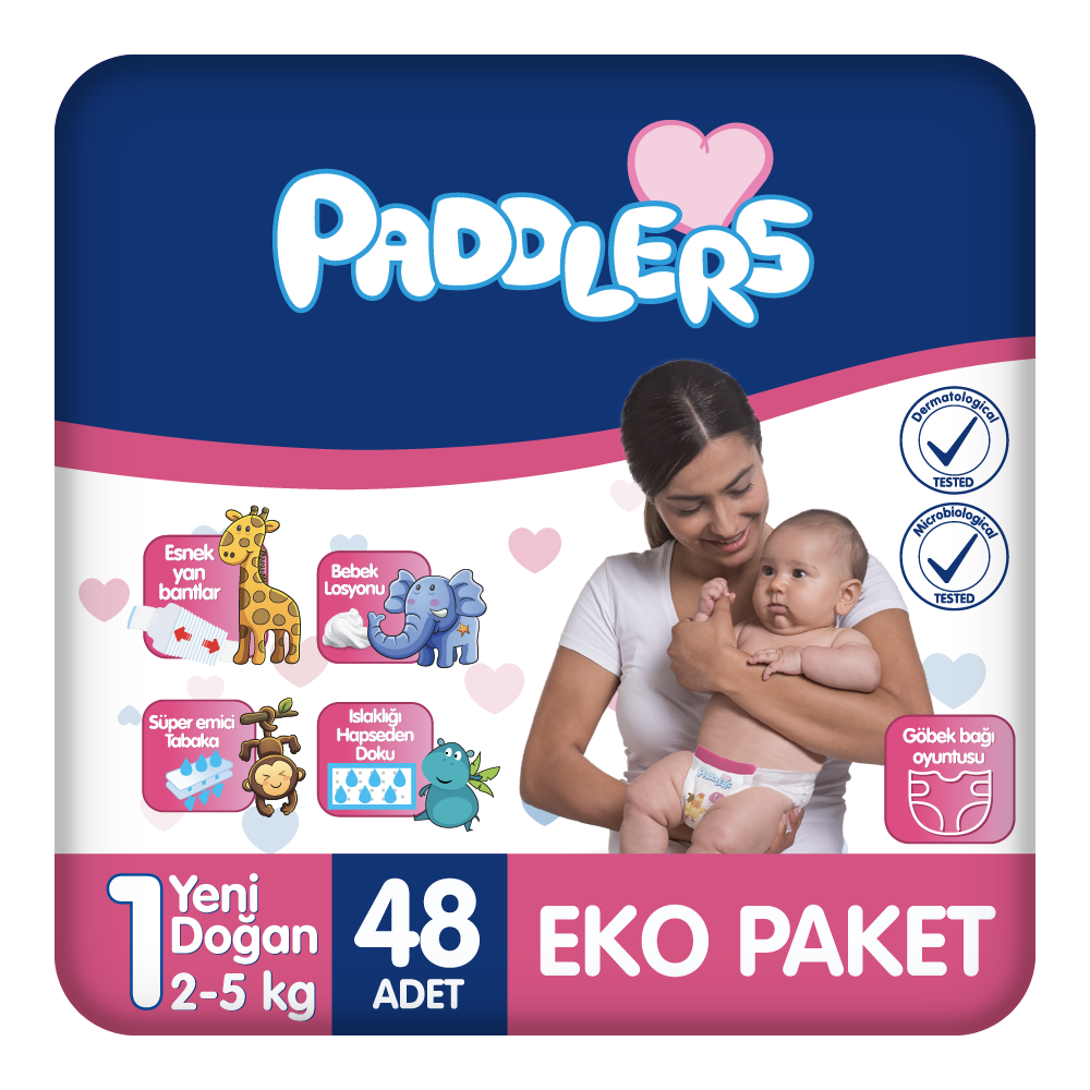 Paddlers Bebek Bezi 1 Numara Yenidoğan 48 Adet (2-5 Kg) Eko Paket