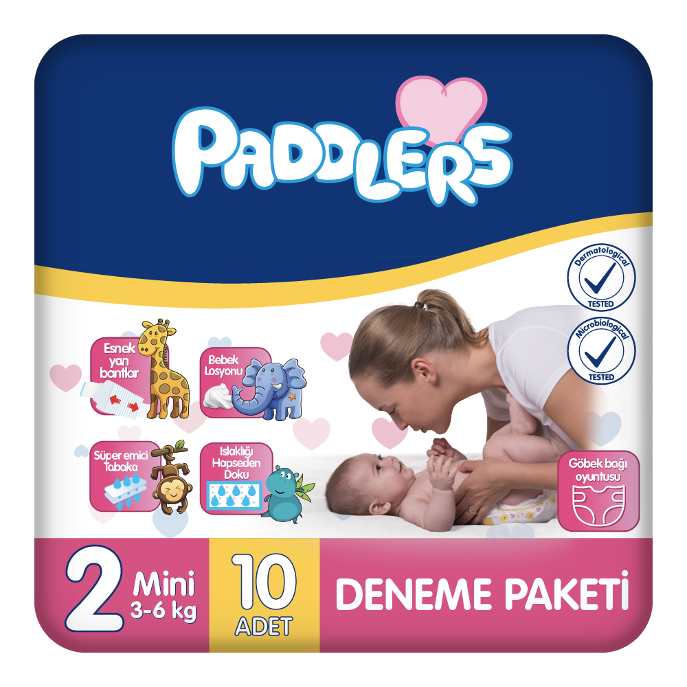 Paddlers Bebek Bezi 2 Numara Mini 10 Adet (3-6 Kg) Deneme Paketi
