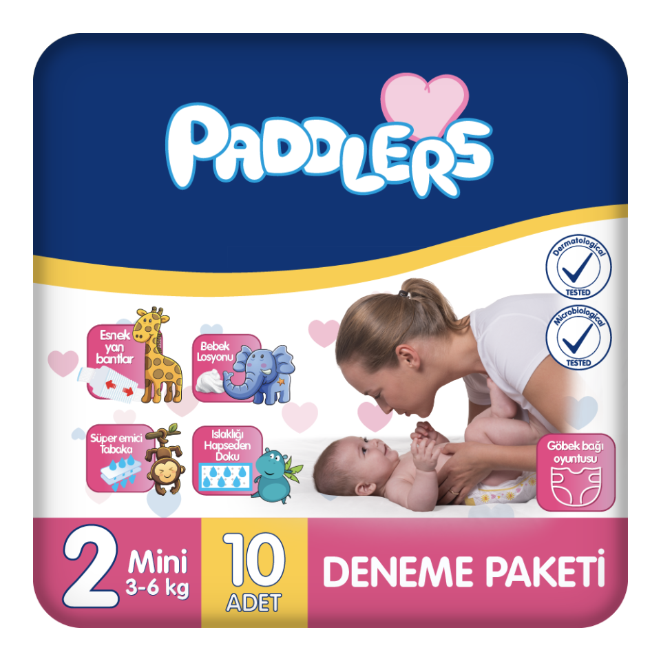 Paddlers Bebek Bezi 2 Numara Mini 10 Adet (3-6 Kg) Deneme Paketi