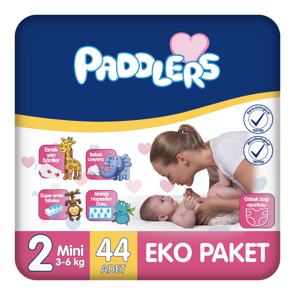 Paddlers Bebek Bezi 2 Numara Mini 44 Adet (3-6 Kg) Eko Paket