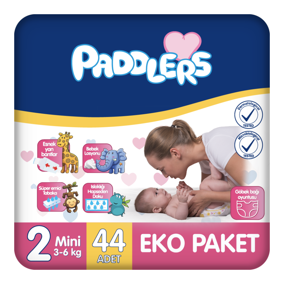 Paddlers Bebek Bezi 2 Numara Mini 44 Adet (3-6 Kg) Eko Paket