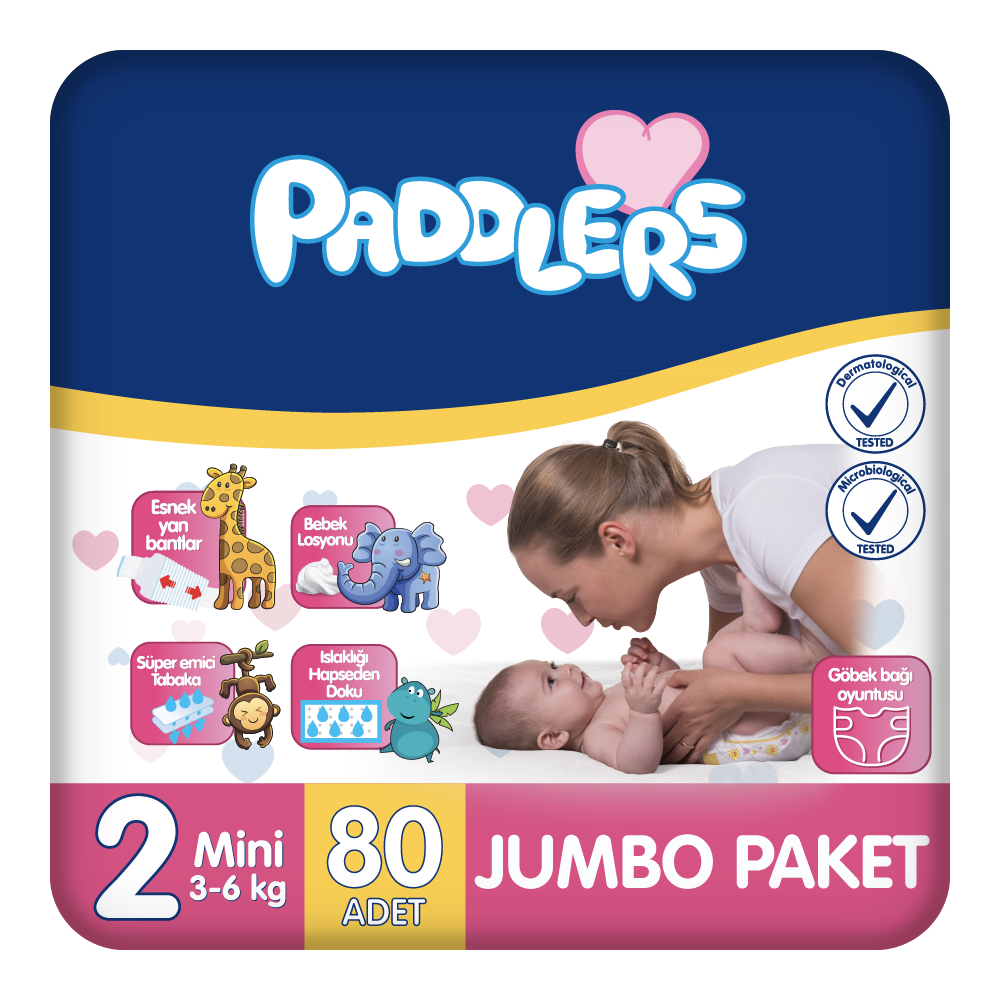 Paddlers Bebek Bezi 2 Numara Mini 80 Adet (3-6 Kg) Jumbo Paket