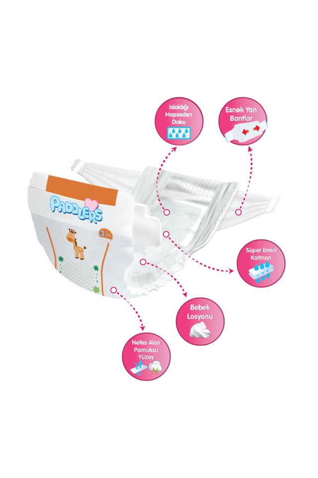 Paddlers Bebek Bezi 3 Numara Midi 9 Adet (4-9 Kg) Deneme Paketi