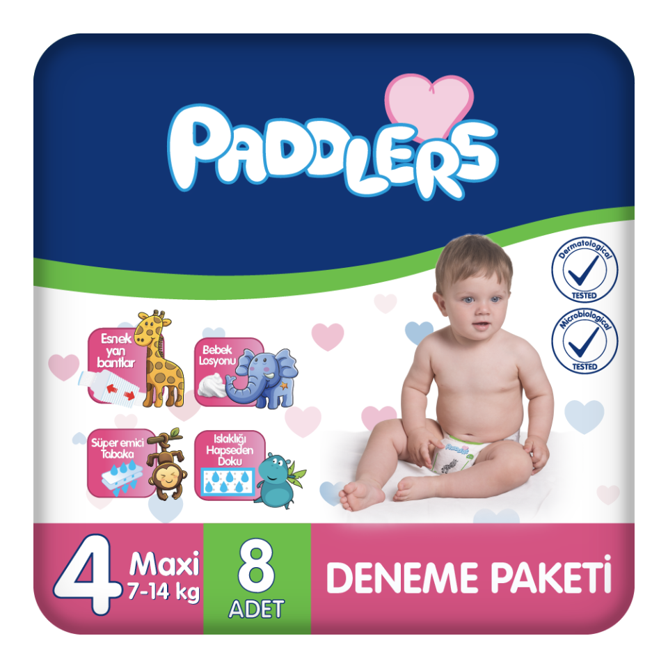 Paddlers Bebek Bezi 4 Numara Maxi 8 Adet (7-14 Kg) Deneme Paketi