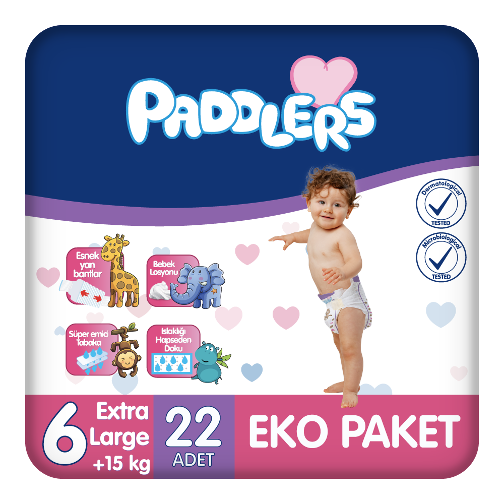 Paddlers Bebek Bezi 6 Numara X-Large 22 Adet (15+Kg) Eko Paket