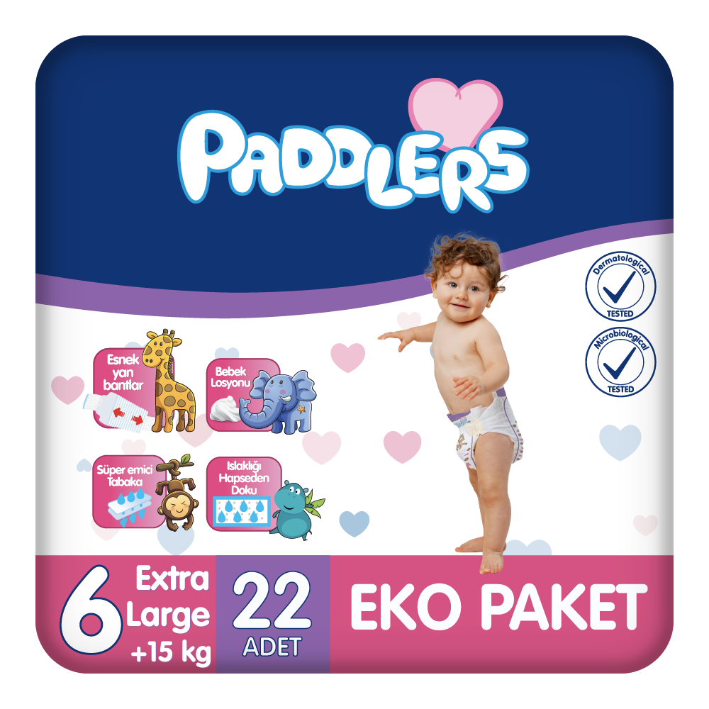 Paddlers Bebek Bezi 6 Numara X-Large 22 Adet (15+Kg) Eko Paket