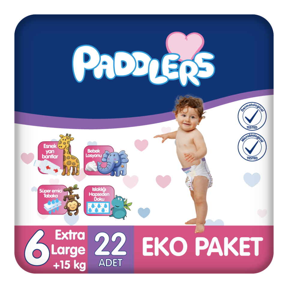 Paddlers Bebek Bezi 6 Numara X-Large 22 Adet (15+Kg) Eko Paket