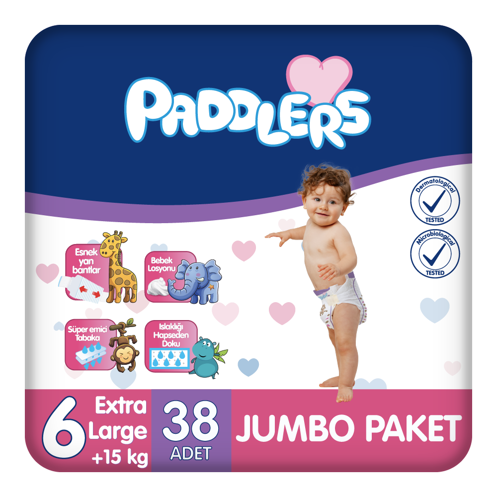 Paddlers Bebek Bezi 6 Numara X-Large 38 Adet (15+Kg) Jumbo Paket
