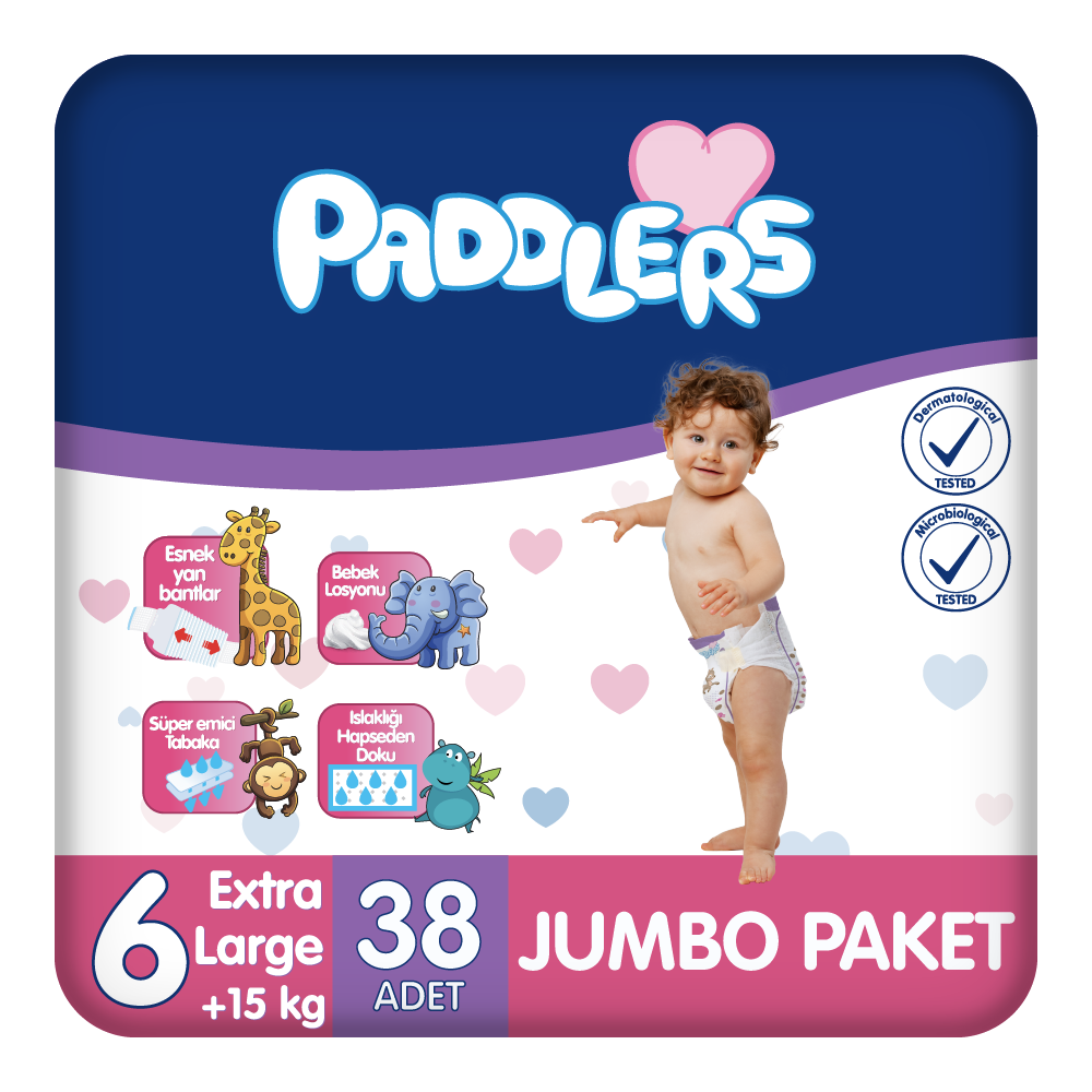Paddlers Bebek Bezi 6 Numara X-Large 38 Adet (15+Kg) Jumbo Paket
