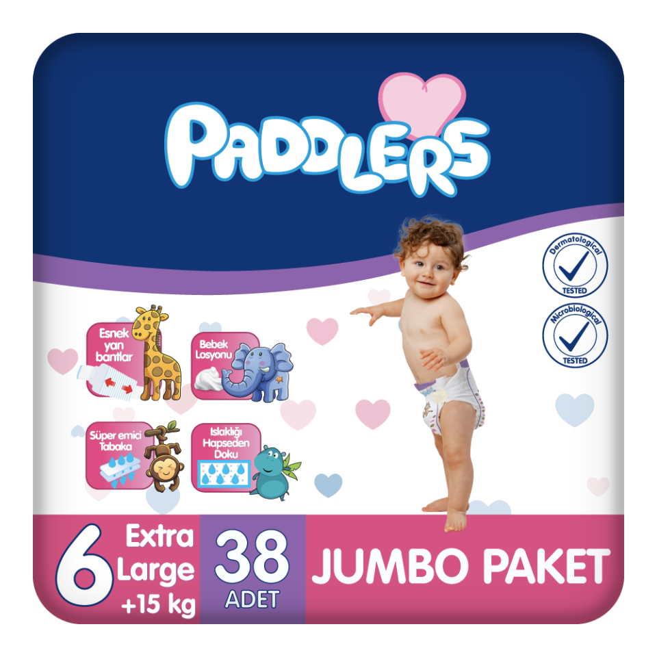 Paddlers Bebek Bezi 6 Numara X-Large 38 Adet (15+Kg) Jumbo Paket