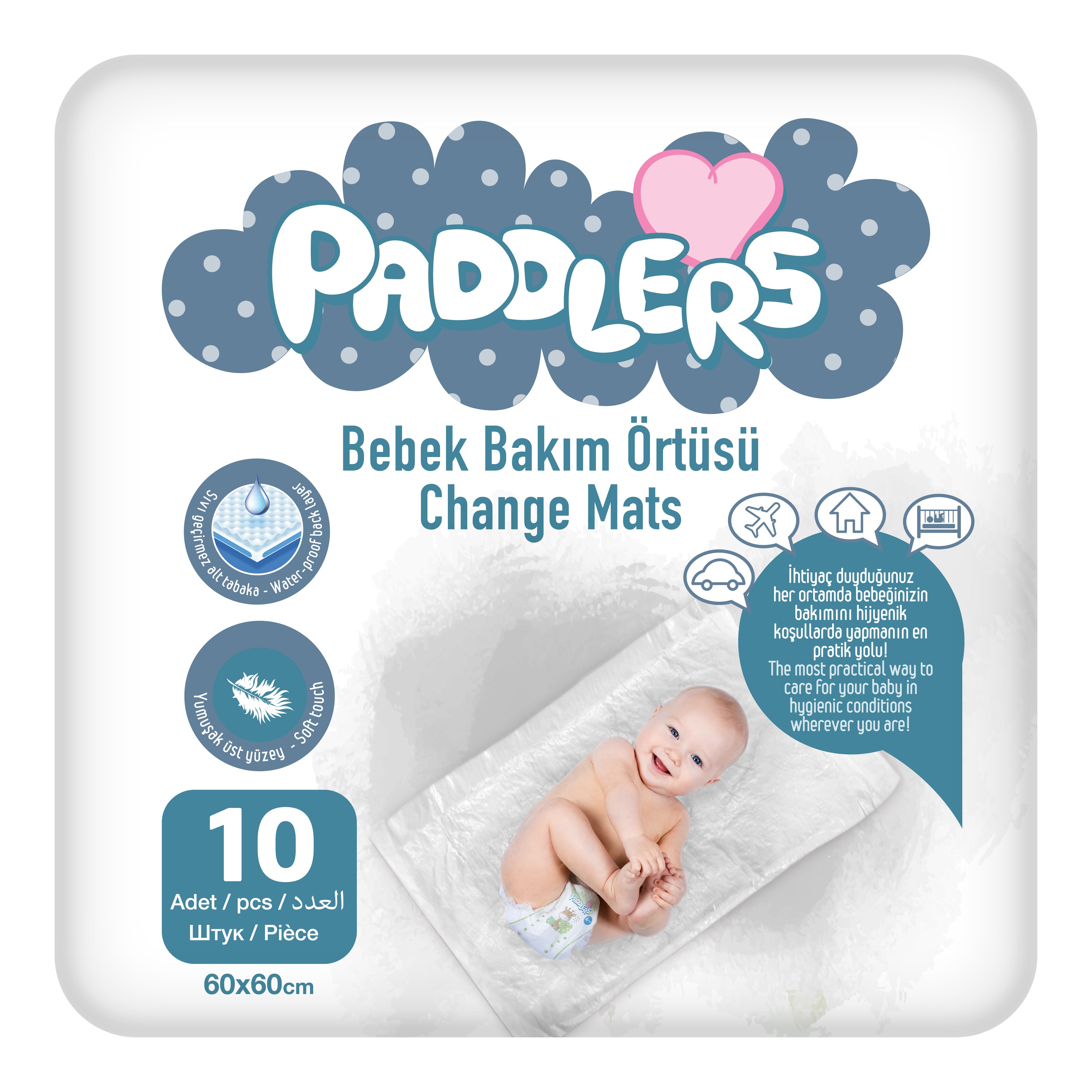 Paddlers Bebek Bakım Örtüsü 10'lu (60X60 Boyutunda)