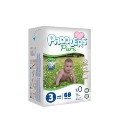 Paddlers Pure Bebek Bezi 3 Numara Midi 68 Adet (4-9 Kg) Jumbo Paket