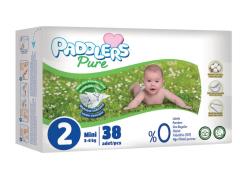 Paddlers Pure Bebek bezi 2 Numara Mini  38 Adet (3-6 Kg) Eko Paket