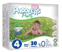 Paddlers Pure Bebek Bezi 4 Numara Maxi 30 Adet (7-14 Kg) Eko Paket
