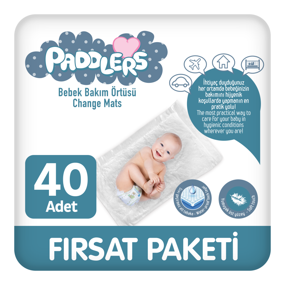 PADDLERS 4X10 ADET BEBEK BAKIM ÖRTÜSÜ (60X60 Boyutunda)