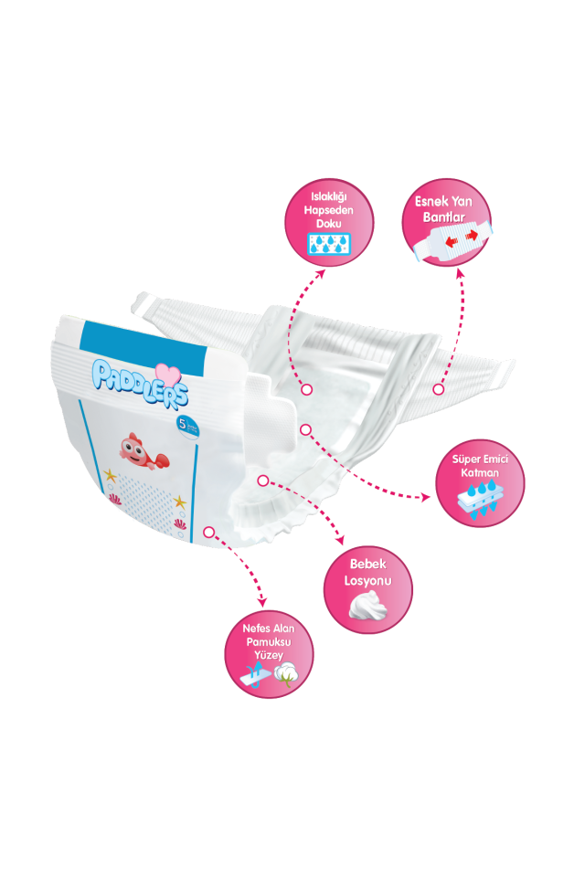 Paddlers Bebek Bezi 5 Numara Junior 7 Adet (11-18 Kg) Deneme Paketi