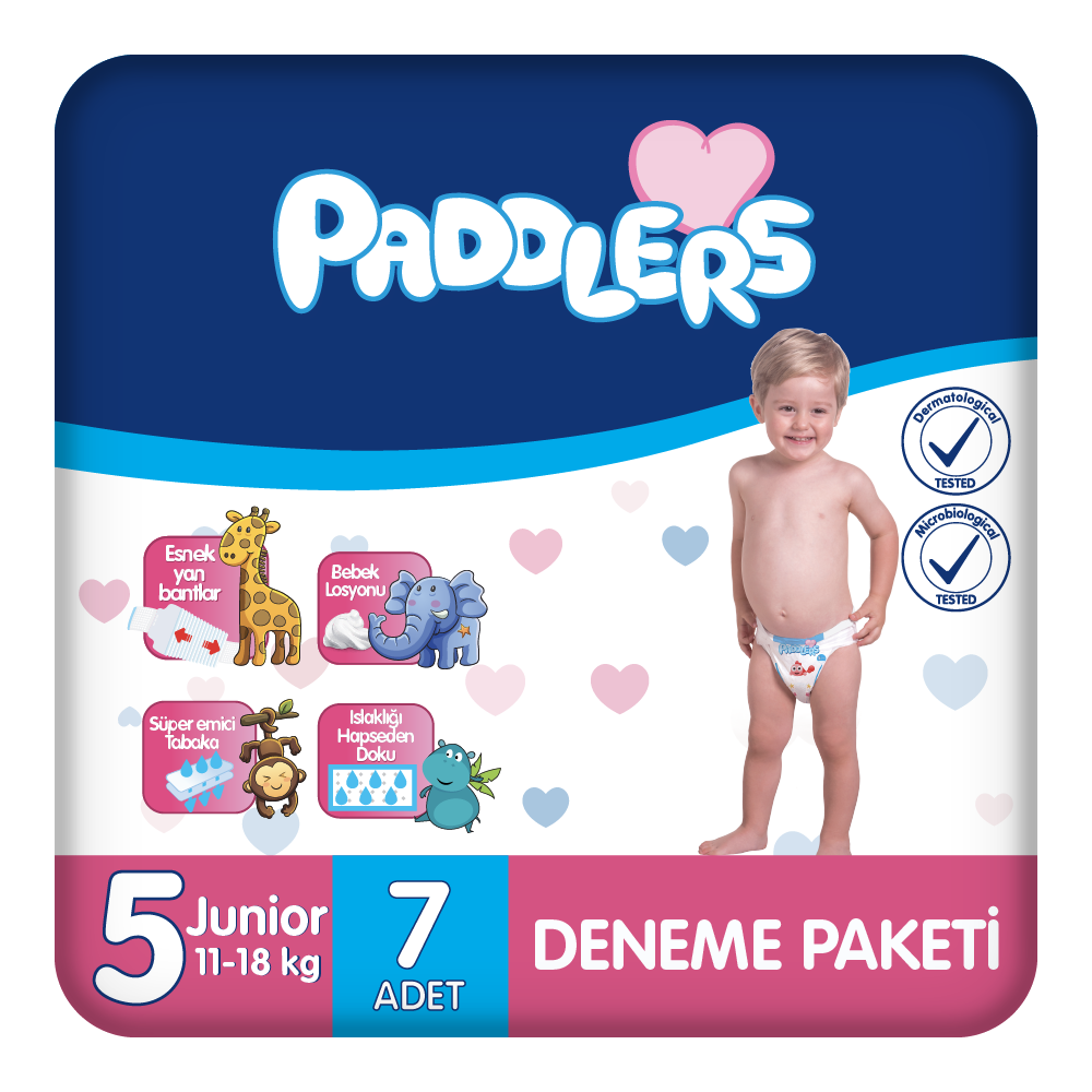 Paddlers Bebek Bezi 5 Numara Junior 7 Adet (11-25 Kg) Deneme Paketi