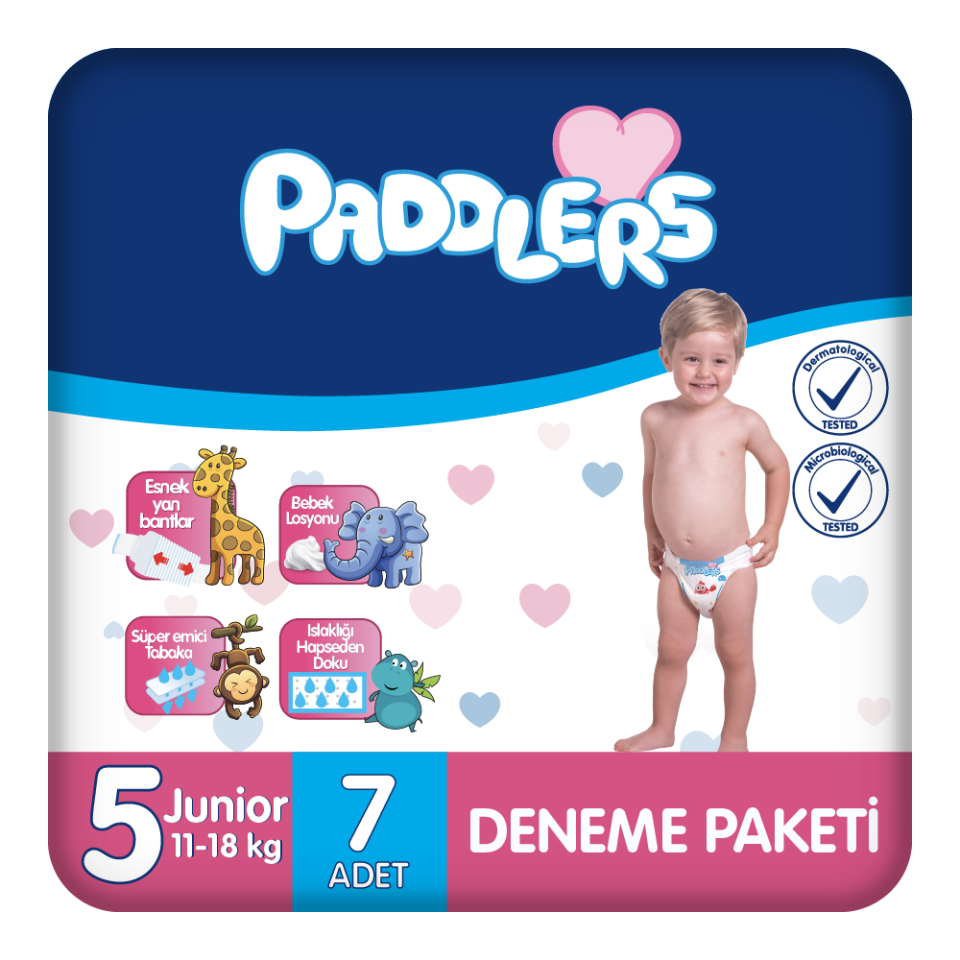 Paddlers Bebek Bezi 5 Numara Junior 7 Adet (11-18 Kg) Deneme Paketi
