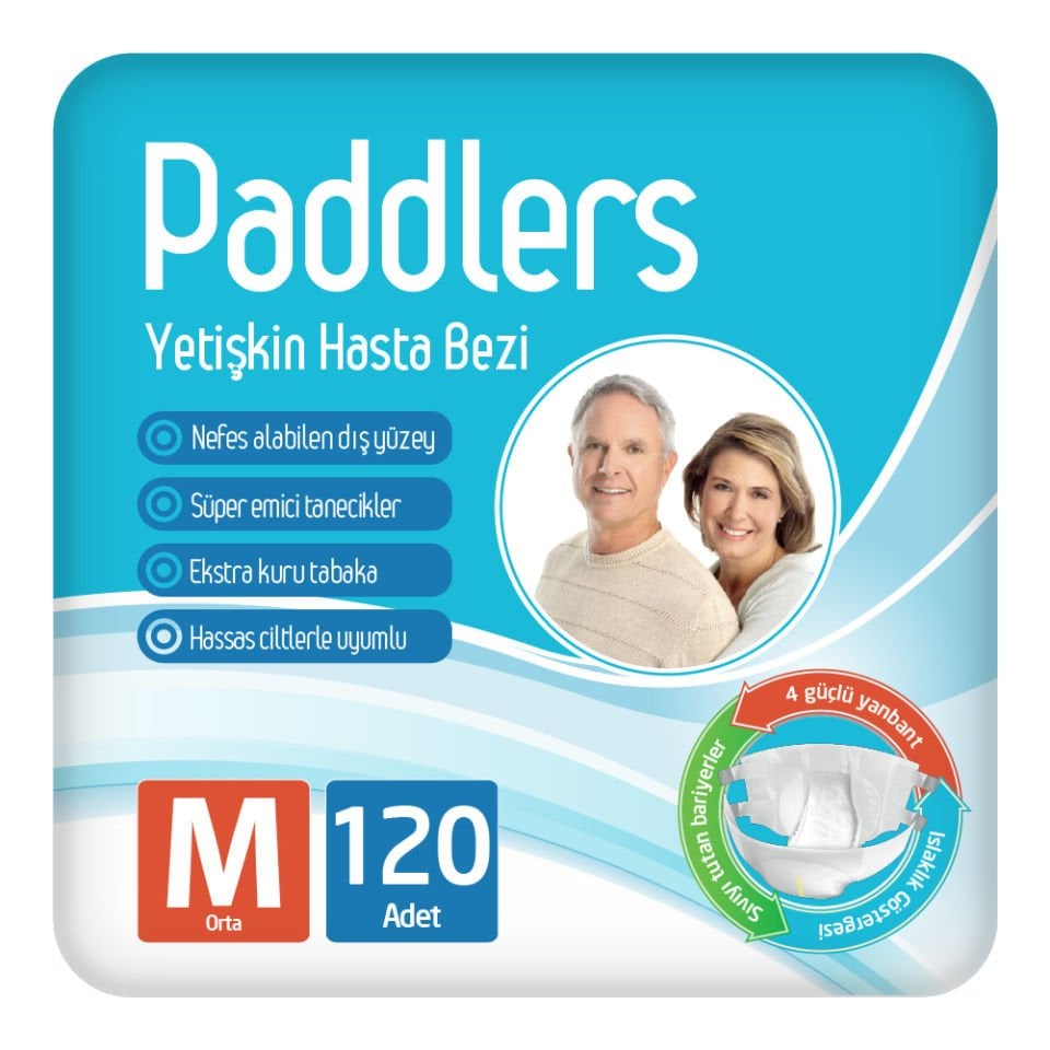 Paddlers Yetişkin Hasta Bantlı Bez Medium 30 x 4 li Koli (120 Adet)