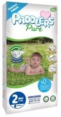 Paddlers Pure Bebek Bezi 2 Numara Mini 4 Adet (3-6 Kg)  Deneme Paketi