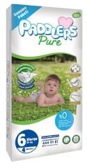 Paddlers Pure Bebek Bezi 6 Numara X-Large 4 Adet ( 15 + kg ) Deneme Paketi