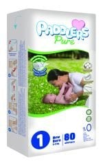 Paddlers Pure Bebek Bezi 1 Numara Yenidoğan 80 Adet (2-5 Kg) Jumbo Paket