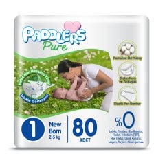 Paddlers Pure Bebek Bezi 1 Numara Yenidoğan 80 Adet (2-5 Kg) Jumbo Paket