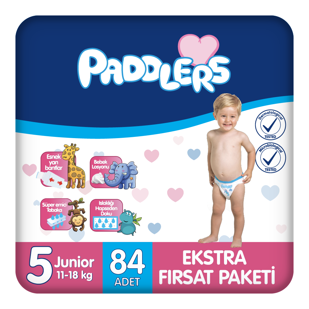 Paddlers Bebek Bezi 5 Numara Junior 84 Adet (11-18 Kg) Ekstra Fırsat Paketi
