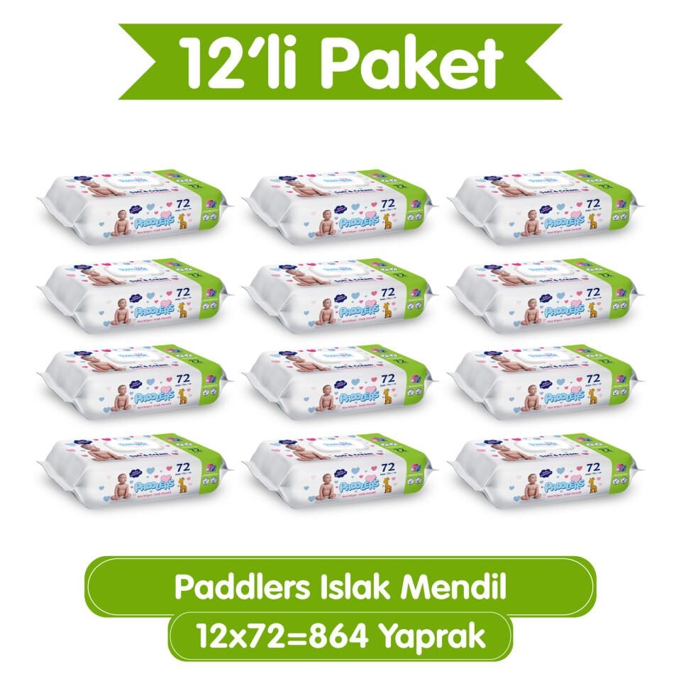 Paddlers Islak Mendil 12x72 li Koli (864 Yaprak)