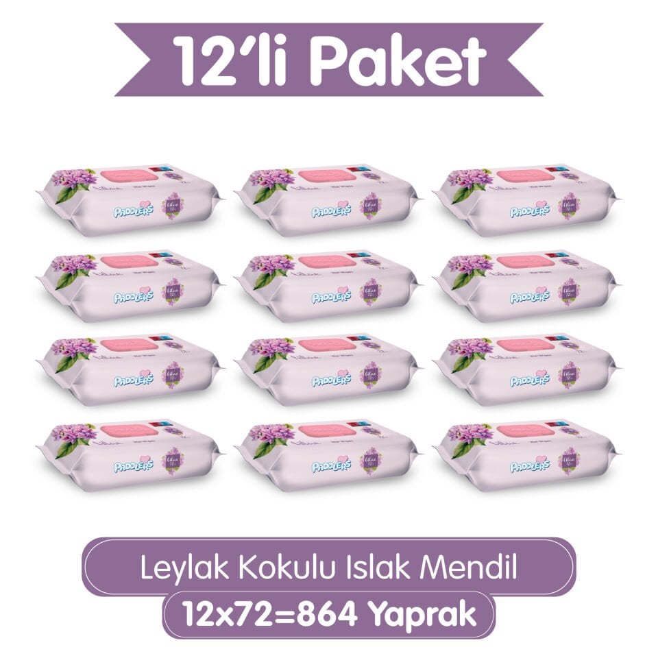 Paddlers Leylak Kokulu Islak Mendil 12x72 li Koli (864 Yaprak)