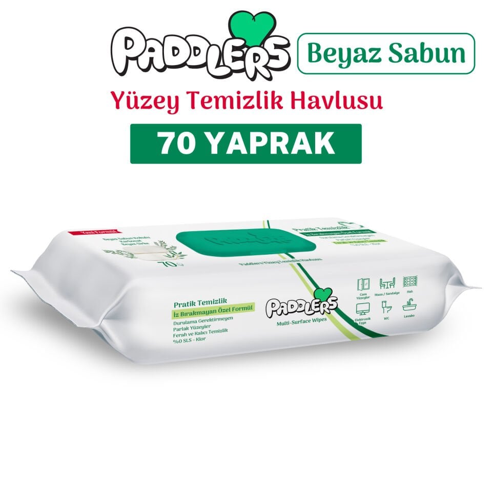 Paddlers Easy Clean Beyaz Sabun Katkılı Yüzey temizlik Havlusu 70 Yaprak