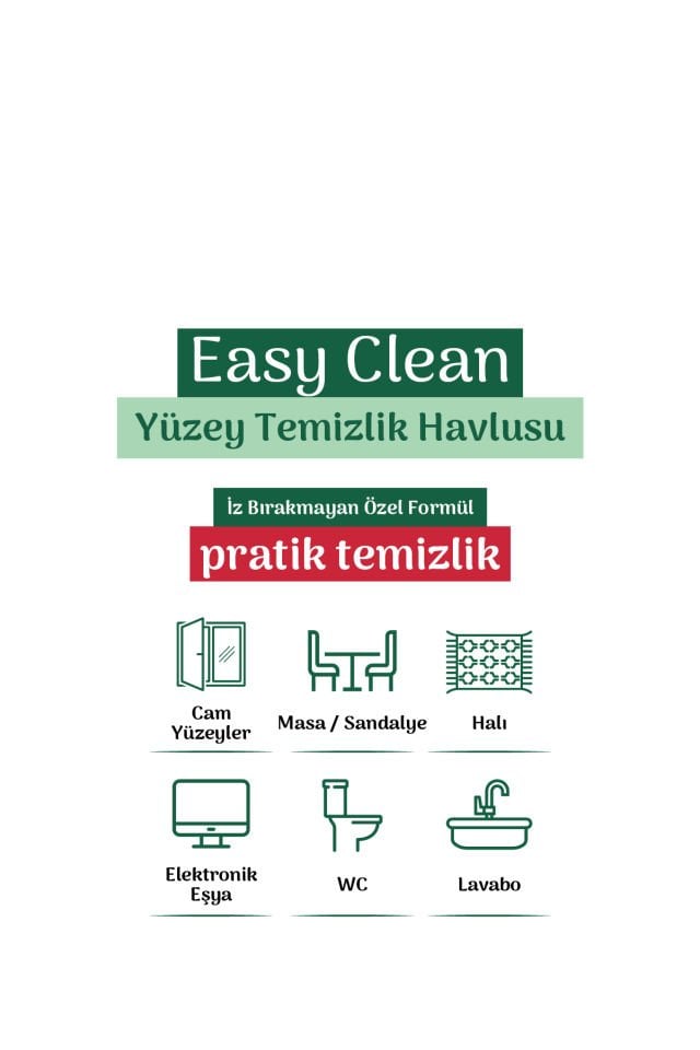 Easy Clean Beyaz Sabun Katkılı Yüzey temizlik Havlusu 2x70 (140 Yaprak)