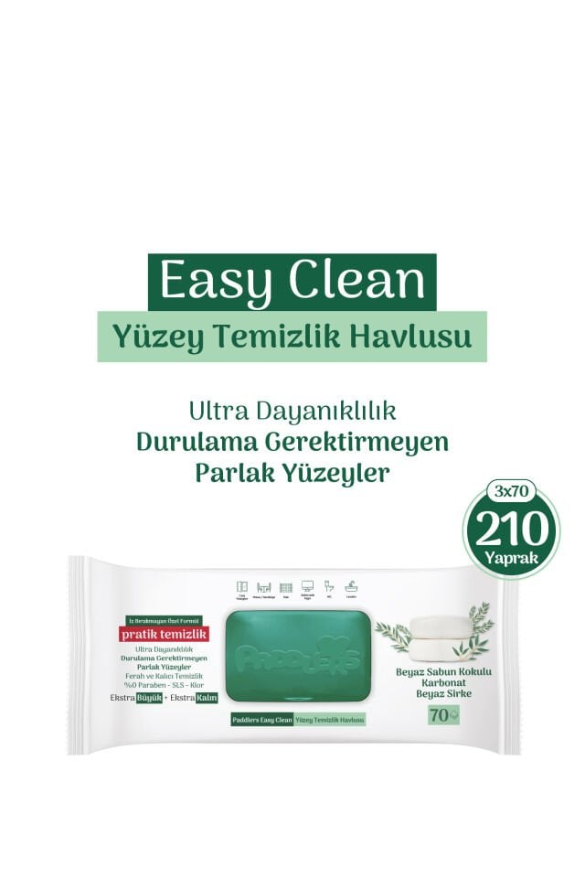 Easy Clean Beyaz Sabun Katkılı Yüzey temizlik Havlusu 3x70 (210 Yaprak)