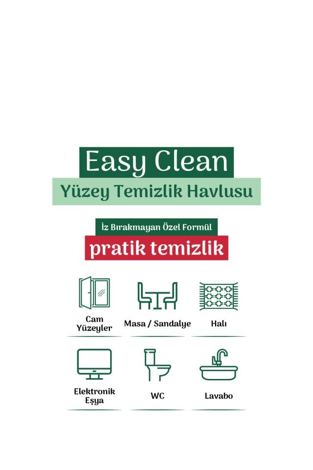 Easy Clean Beyaz Sabun Katkılı Yüzey temizlik Havlusu 3x70 (210 Yaprak)