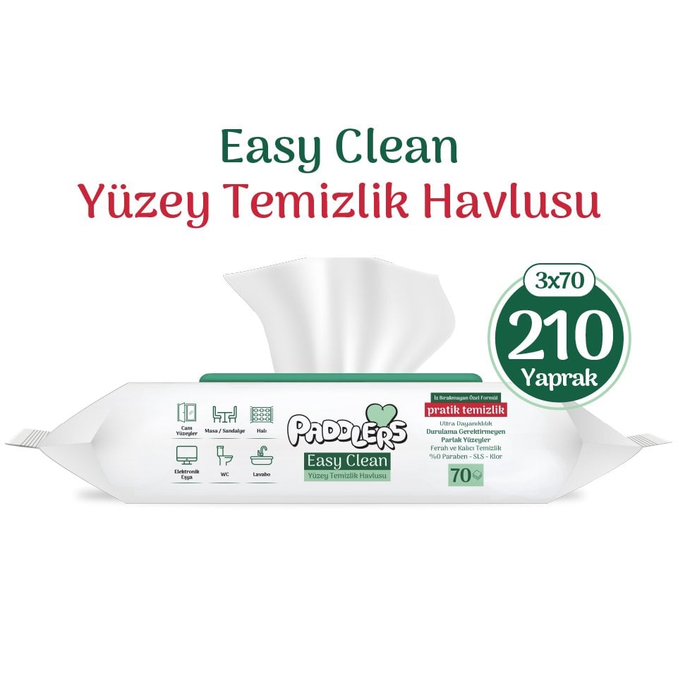 Easy Clean Beyaz Sabun Katkılı Yüzey temizlik Havlusu 3x70 (210 Yaprak)