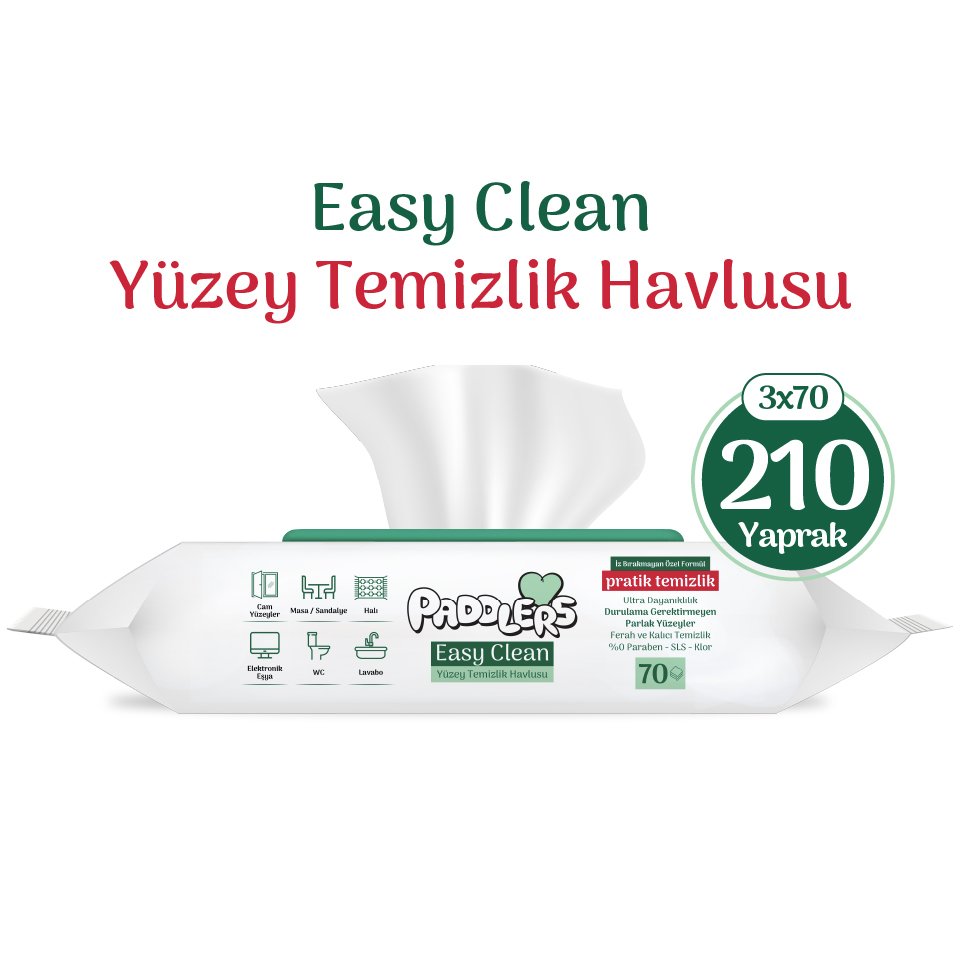Easy Clean Beyaz Sabun Katkılı Yüzey temizlik Havlusu 3x70 (210 Yaprak)