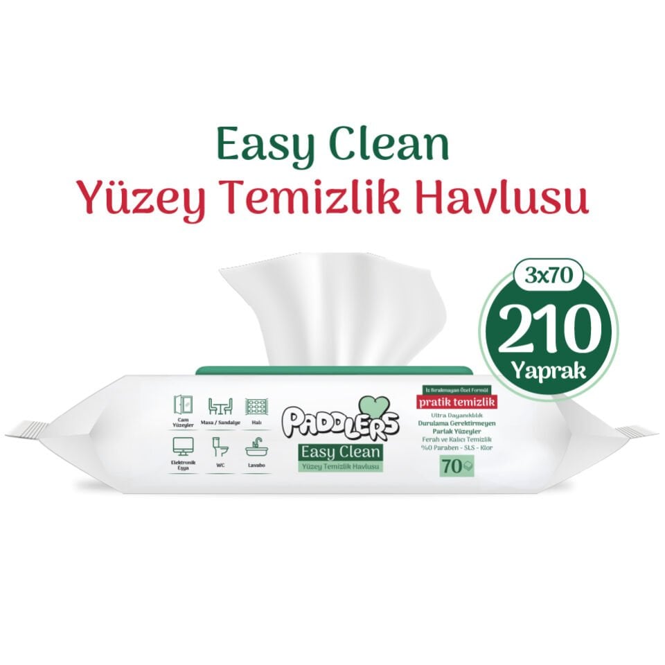 Easy Clean Beyaz Sabun Katkılı Yüzey temizlik Havlusu 3x70 (210 Yaprak)
