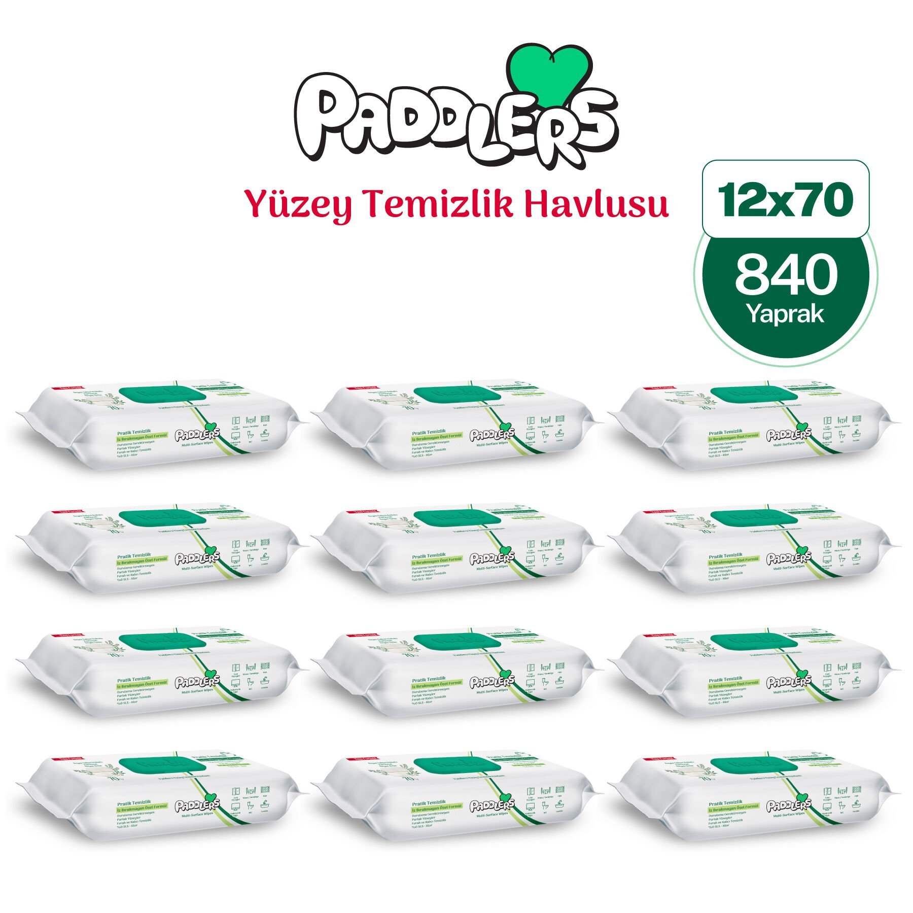 Easy Clean Beyaz Sabun Katkılı Yüzey temizlik Havlusu 12x70 (840 Yaprak)