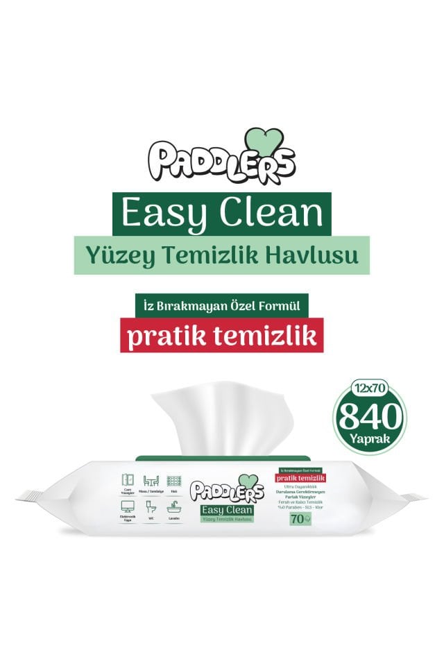 Easy Clean Beyaz Sabun Katkılı Yüzey temizlik Havlusu 12x70 (840 Yaprak)