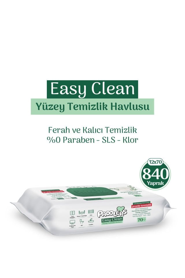 Easy Clean Beyaz Sabun Katkılı Yüzey temizlik Havlusu 12x70 (840 Yaprak)