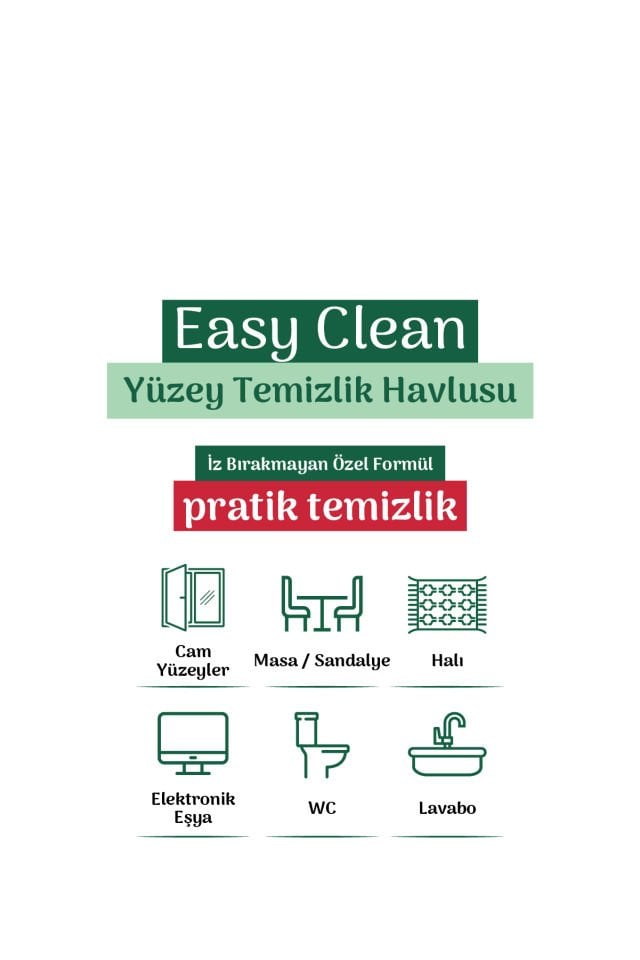 Easy Clean Beyaz Sabun Katkılı Yüzey temizlik Havlusu 12x70 (840 Yaprak)
