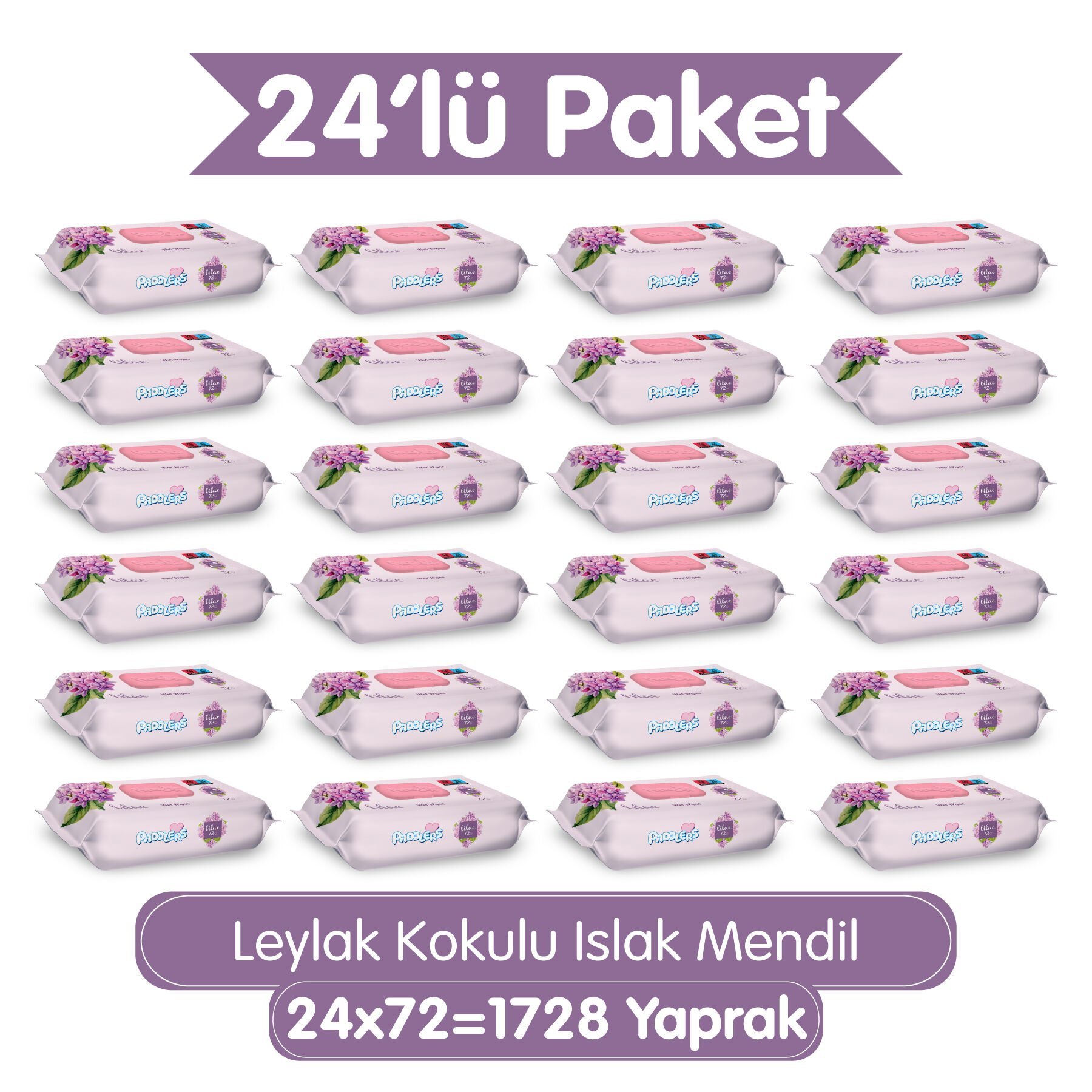 Paddlers Leylak Kokulu Islak Mendil 24x72 li Koli (1728 Yaprak)