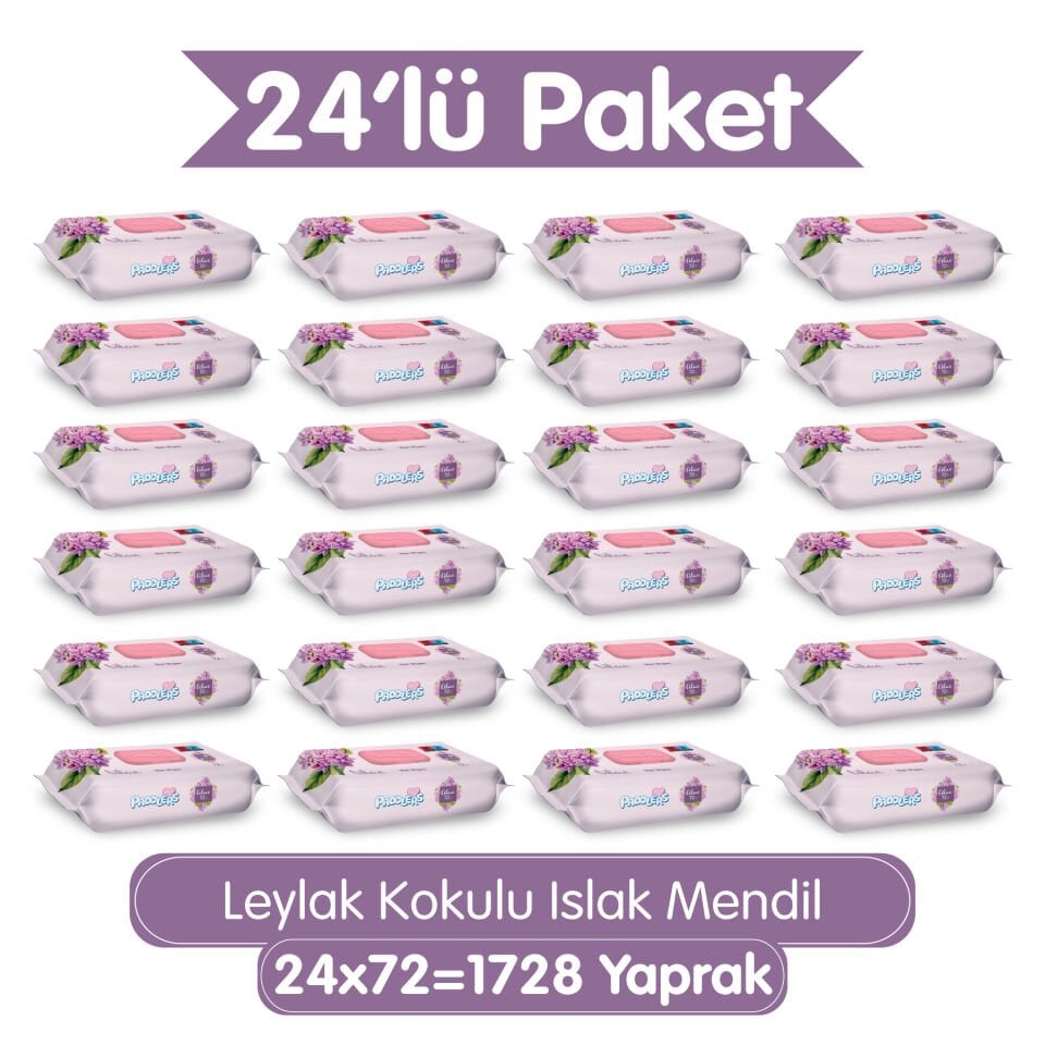 Paddlers Leylak Kokulu Islak Mendil 24x72 li Koli (1728 Yaprak)