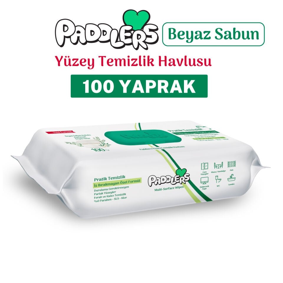 Paddlers Easy Clean Beyaz Sabun Katkılı Yüzey Temizlik Havlusu 100 Yaprak