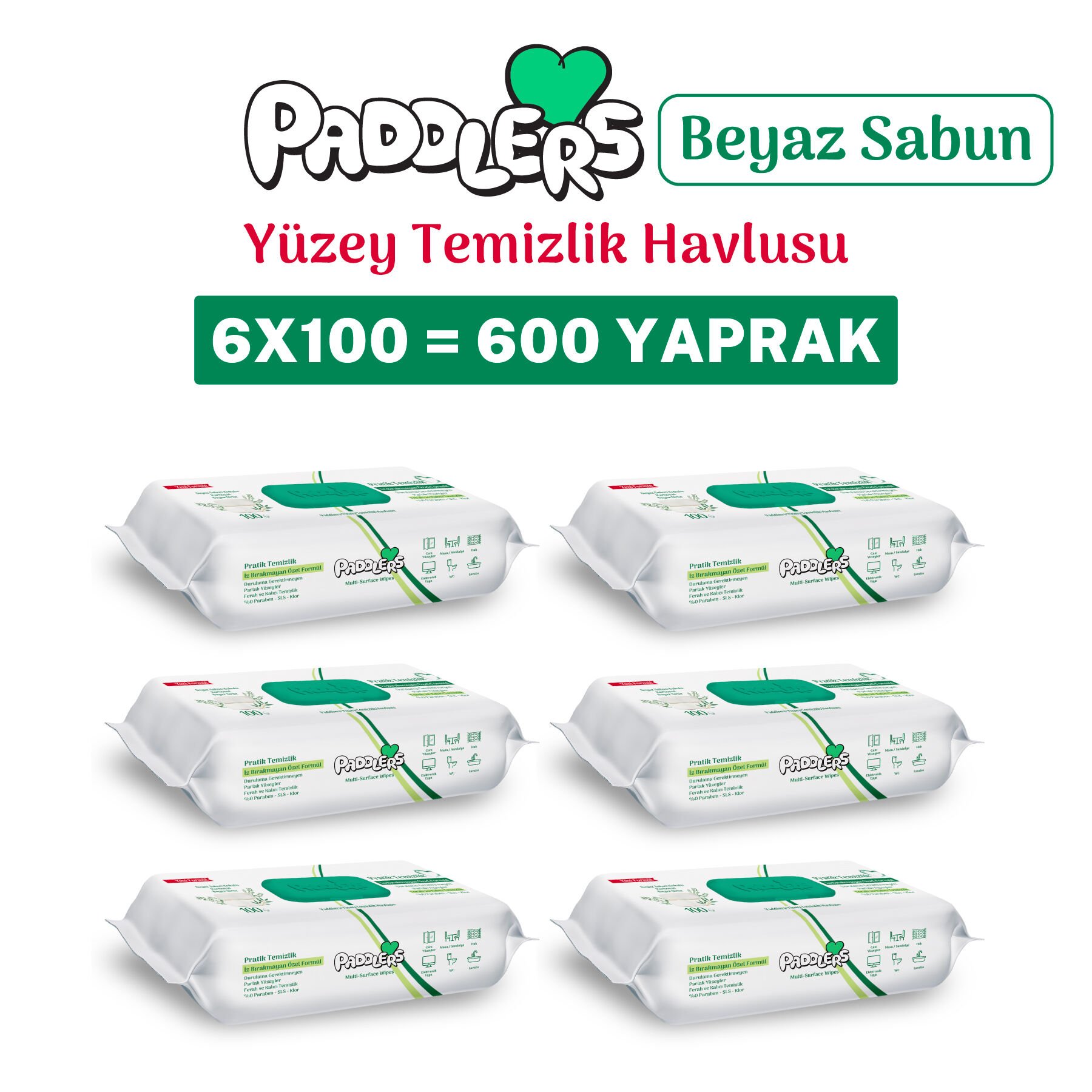 Easy Clean Beyaz Sabun Katkılı Yüzey Temizlik Havlusu 6x100 (600 Yaprak)