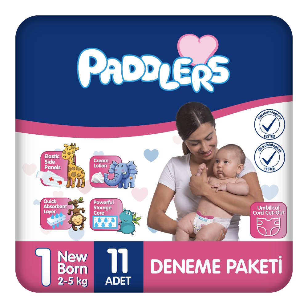 Paddlers Bebek Bezi 1 Numara Yenidoğan 11 Adet (2-5 Kg) Deneme Paketi