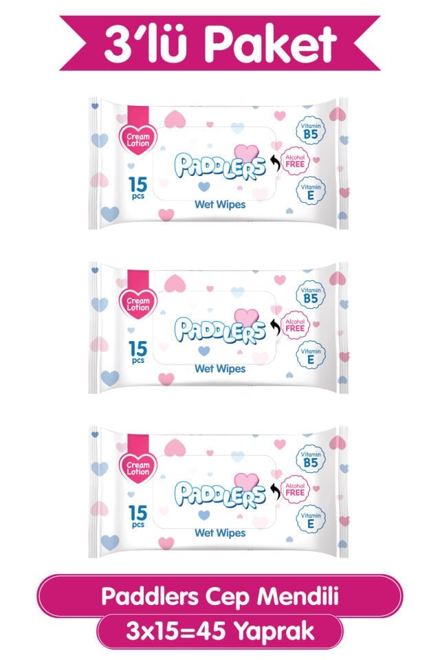 Paddlers Cep Mendili 3x15 (45 Yaprak)