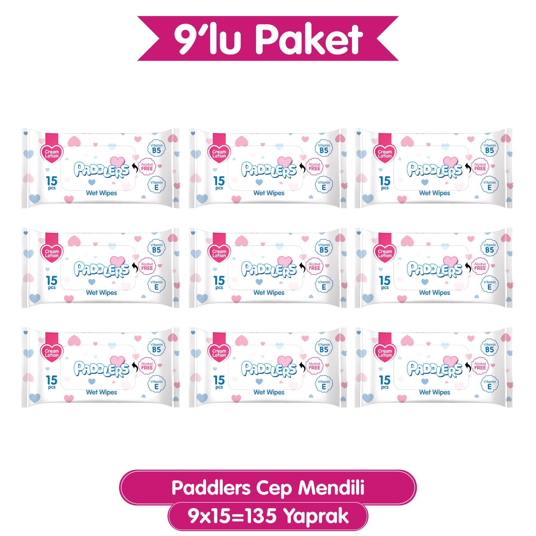 Paddlers Cep Mendili 9x15 (135 Yaprak)